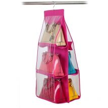 Organisateur de sacs à main qui s'accroche à la penderie placard avec 6 poches Couleur: Fuchsia