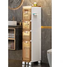 Sinbinta - Armoire de Rangement au Sol de Salle de Bain, unité de Rangement Verticale de Salle de Bain avec Tiroirs et roulettes, Tour de Rangement