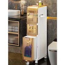 Armoire de Rangement au Sol de Salle de Bain, unité de Rangement Verticale de Salle de Bain avec Tiroirs et roulettes, Tour de Rangement Mince et
