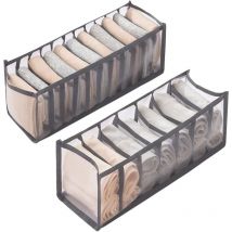 Organisateur de tiroirs pliable 2 pièces (gris), tiroirs pour ranger chaussettes, sous-vêtements, vêtements de bébé, cravates