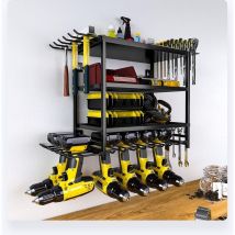 Lunsy - Organisateur d'outils électriques à 4 niveaux, montage mural, rangement d'outils pour garage, rangement d'outils en métal pour le garage et