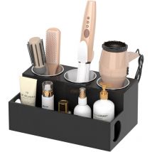 Organisateur d'outils pour cheveux, support de sèche-cheveux et de coiffure en acrylique noir, support de sèche-cheveux de comptoir de salle de bain