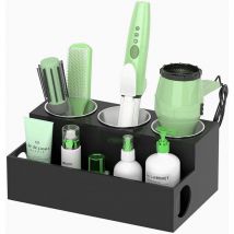 Organisateur d'outils pour cheveux, support de sèche-cheveux et de coiffure en acrylique noir, support de sèche-cheveux de comptoir de salle de bain