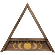 Sunxury - Organisateur mural de bijoux en bois, étagère triangulaire avec phases de la lune et petits crochets pour boucles d'oreilles, colliers,