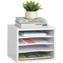 Vinsetto - Organiseur Bureau Bois Blanc Avec 4 Couches Fournitures Support D'Imprimante Dim. 35,5l X 25l X 28,6h Cm