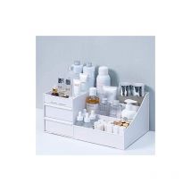 Organiseur de maquillage de bureau en acrylique, organiseur multifonction pour le bureau, boîte de rangement pour cosmétiques avec tiroir