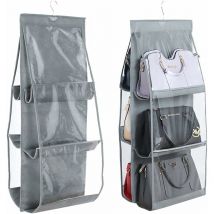 1 Rangement suspendu - Gris, Rangement de garde-robe, Système de rangement de placard, 6 sacs à poussière, Compartiments transparents, Non-tissé