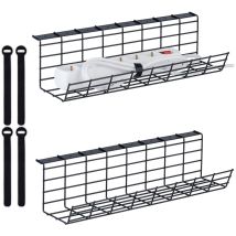 Relaxdays - Organiseur passe-câbles, lot de 2, goulotte chargeurs, HxLxP : 11 x 43 x 14 cm, attache-câbles, support, noir
