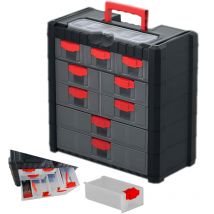 Kistenberg - Caja de herramientas modelo Multicase Cargo 50 KMC501, ideal para almacenamiento seguro, 9 cajones, compartimento en tapa, asa ergonómica