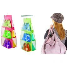 Organizador de bolsos con gancho para armarios y puertas (6 huecos) Color: Verde