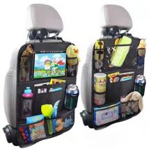 Fitags - Auto-Organizer, 2-teiliger Auto-Rücksitzschutz, Trittmatten für Kinder, wasserdichter Auto-Rückenlehnenschutz, transparenter Tablet-Halter,