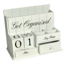 Vacchetti - Organizador de escritorio de madera blanca cm28x16h21