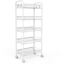 Carritos de Almacenamiento, Organizador de Hogar, 5 niveles, 104 x 46 x 27 cm, Blanco, Material: Hierro