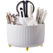 Joybos - Organizador De Maquillaje Giratorio Con 5 Ranuras, Plástico, 15x15x13 Cm - Blanco
