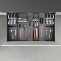 Organizador inclinado orderbox para cajón, 150x470mm, acero y madera, gris antracita - Emuca