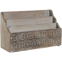 Organizador multiusos Dkd Home Decor blanco natural madera de mango 32 x 13 x 21 cm (12 unidades)
