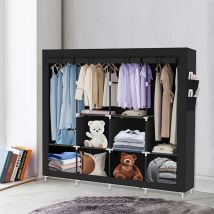 Skecten - Organizador para Guardar Ropa con Armario Portátil con 4 Pistas Colgantes, Armario de Ropa de Tela y Tubo Metal, Negro167x45x170cm