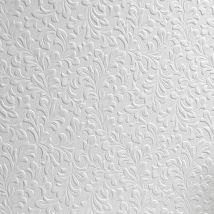 White Paintable Floral Wallpaper Vinyl Wall Ceilings Washable Embossed - Anaglypta