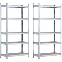 Orion91 - Estantería Modular Almacenaje (Pack 2), Acero y mdf Antihumedad, Hogar, Trastero, Garaje, 5 Baldas Ajustables, Carga Máxima 875Kg,