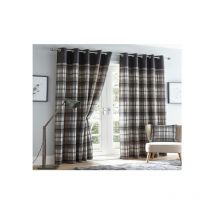 Portfolio Home - Orleans 90' x 90' Charcoal Grey Slate Tartan Check Eyelet Ready Made Curtains