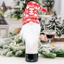 Ensoleille - Ornement de bouteille de vin Gnome suédois, père noël, peluche scandinave, décoration de Table de vacances, cadeau de fête(Bonnet