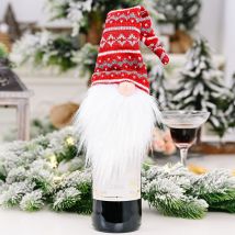 Ornement de bouteille de vin Gnome suédois, père noël, peluche scandinave, décoration de Table de vacances, cadeau de fête(Bonnet tricoté forêt vieil