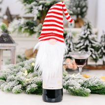 Ornement de bouteille de vin Gnome suédois, père noël, peluche scandinave, décoration de Table de vacances, cadeau de fête(Bonnet tricoté forêt vieil