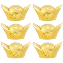 Ornement de lingot d'or 6 pièces Décoration de lingots d'or simulés Ornements de bureau en plastique Jouet en lingot d'or