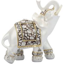 Ornement d'éléphant en porcelaine à fleurs dorées Statue d'ornement de modèle d'éléphant exquis rétro, cadeau artisanal ornement de maison ou de