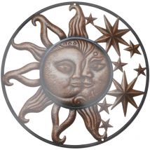 Ornement mural à motif de soleil Décoration murale en fer forgé Sculpture de lune originale