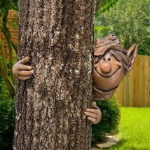 Tigrezy - Ornements de jardin fantaisie en résine avec visage d'elfe - Décoration de jardin féérique - Décoration d'intérieur et d'extérieur