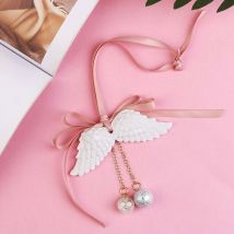 Ornements De RéTroviseur De Voiture, Mariage DéCor à La Maison Forme D'Aile DéSodorisant Miroir Pendentif pour Voiture avec (Blanc)