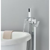 Suguword - Grifo de bañera independiente, grifo de bañera independiente de montaje en suelo, relleno de bañera independiente de latón, grifo