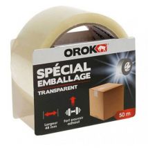 Ruban adhésif d'emballage - adhésif d'emballage transparent, ruban adhésif déménagement - 50M x 48MM - haute résistance, - Orok