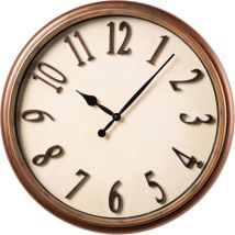 Baroni Home - Orologio Da Parete In Pvc Silenzioso Stile Vintage Bronzato Numeri In Rilievo 46x46x5 Cm