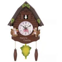 Orologio a cucù in legno per la decorazione del soggiorno - Orologio da parete silenzioso al quarzo, colore marrone