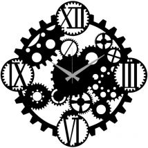 Orologio da Parete Ingranaggi 4, Metallo, Nero, 50x0,15x50 cm