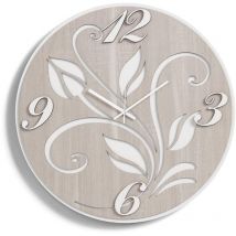 Orologio rotondo moderno D50 fiore in legno laminato brc