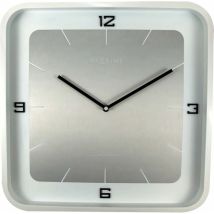 Orologio da tavolo o da parete al quarzo NeXtime 3518WI – Quadrato Bianco – Metallo e Legno – 400mm x 400mm x 40mm