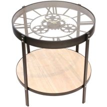 The Home Deco Factory - Home Deco Factory Tavolino, Ferro, Nero/trasparente, 50 X 50.5 X 51 Cm