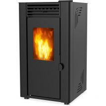 Supra - Stufa a pellet di legno nero da 8kw - orphee 8 noir