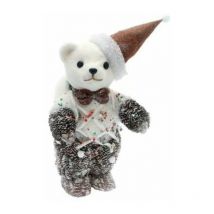 Orso polare con cappello babbo natale 26x19xh36 cm - decorazione addobbo natalizio