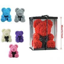 Orso teddy bear di rose artificiali 40CM san valentino anniversario regalo vari colori - Colore: Blu