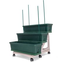 Frankystar - Orto Easy - Lot de 3 jardinières de 80 cm avec soucoupe et chariot à 3 niveaux pour aménagements ou potager vertical. Pratique à