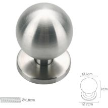 Bouton de porte rond inox – Acier inoxydable – Finition satinée – Entraxe, Matières, Longueur, Finition métal