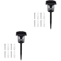 Osaladi Lot de 2 lampes solaires pour clôture, rétro, colonne, lampe murale extérieure résistante aux intempéries