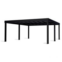 Canopia By Palram - Oslo 20 x 20 Feet Carport Kit - Black Structure Grey polycarbonate Panels - L607.5 x W596.5 x H240.5 cm