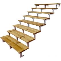 Vinuovo - oslo - Stahltreppe Außen H139cm 8 Treppenstufen Holz kdi Breite 140cm