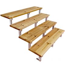 OSLO - Außentreppe Stahl H71cm 4 Stufen Holz KDI Breite 140cm