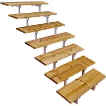 Oslo - Stahltreppe Außen H122cm 7 Treppenstufen Holz kdi Breite 60cm